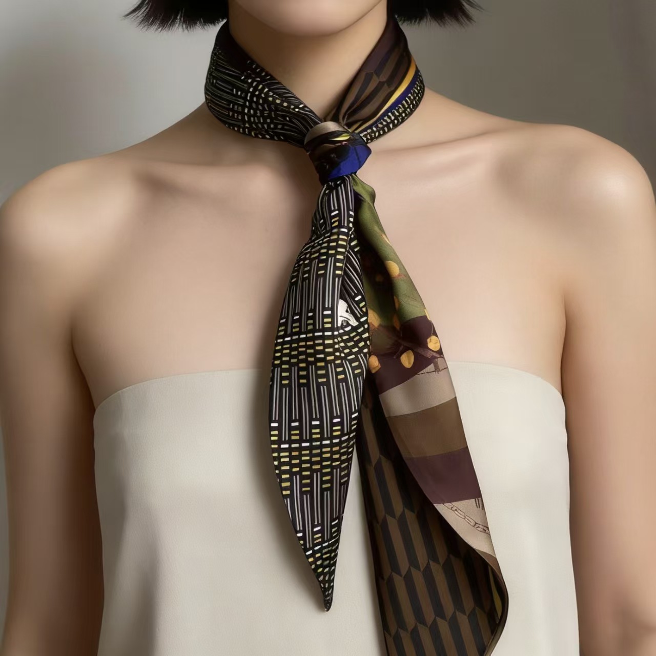 وشاح حرير فاخر مطبوع طويل بشري - مراجعة Scarf Silk Neck وسعره