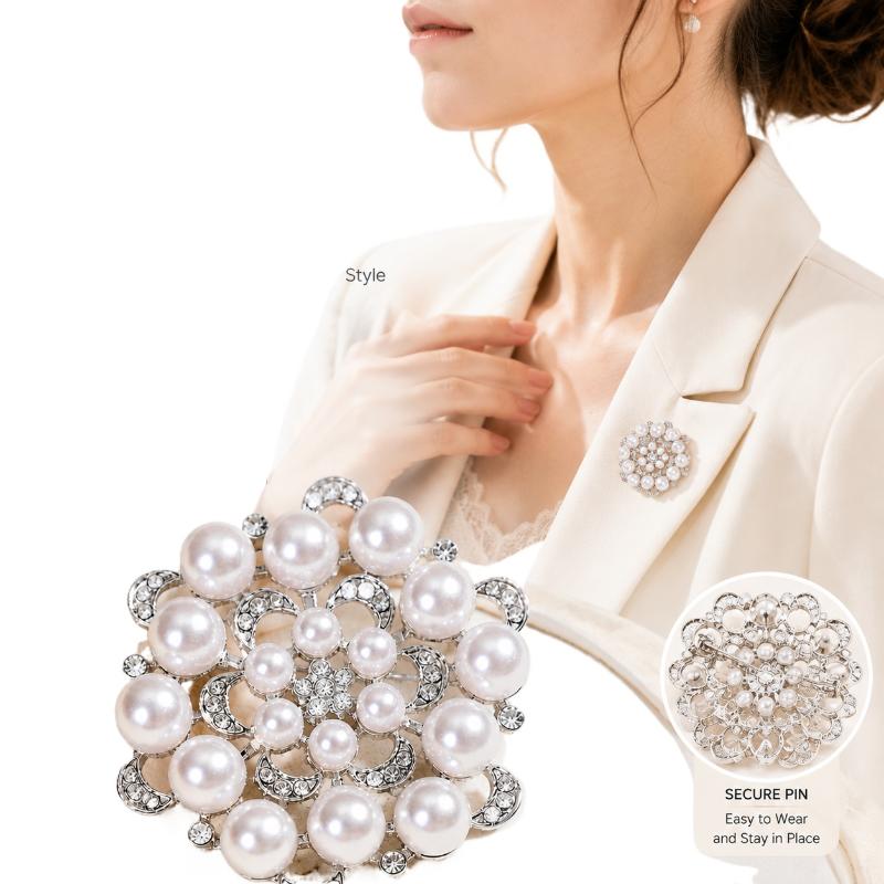 بروش زهرة مزين باللؤلؤ والأحجا - مراجعة Formal Wear Jewelry For Women وسعره