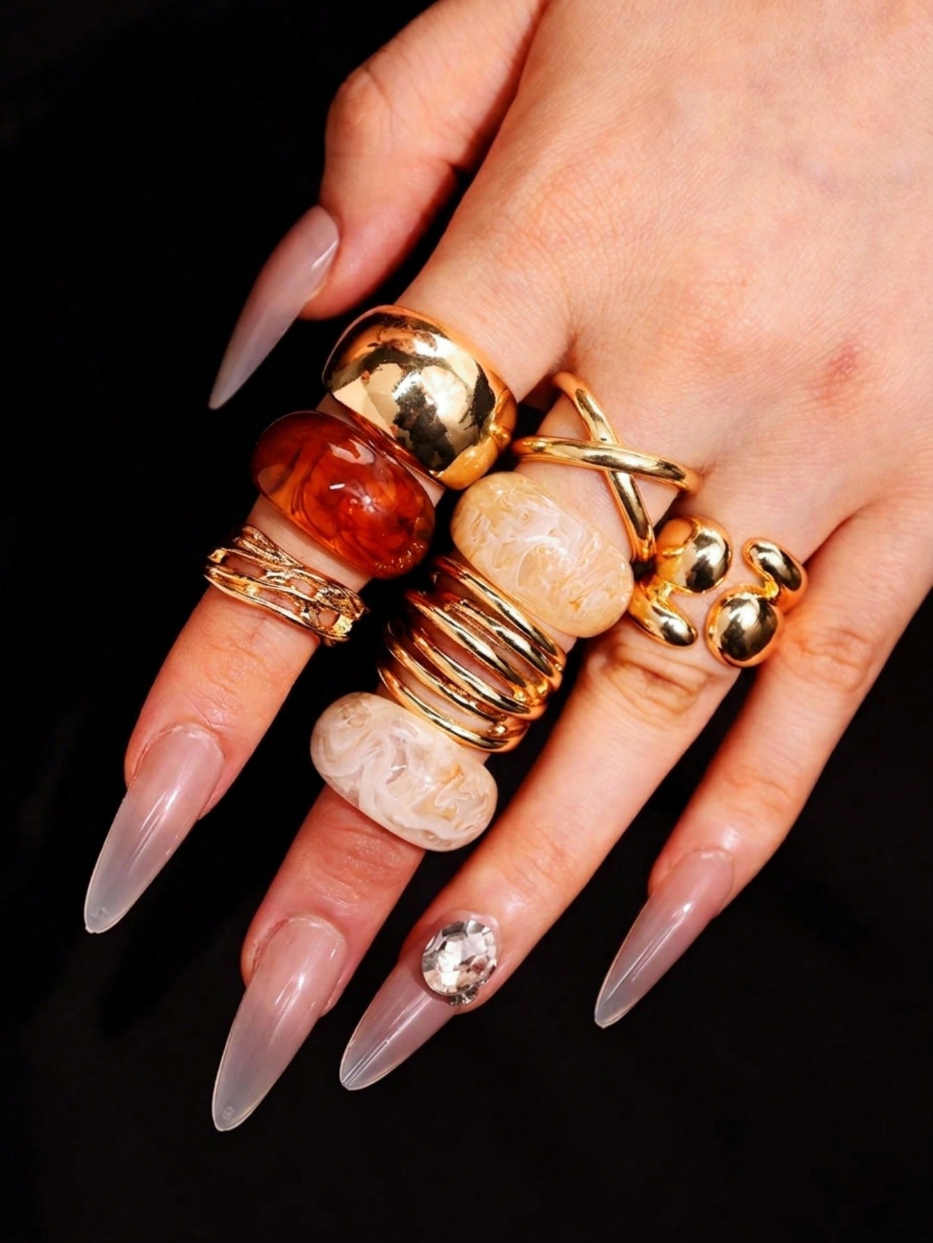 مجموعة من 8 قطع خواتم راتنجية  - مراجعة Formal Wear Jewelry For Women وسعره