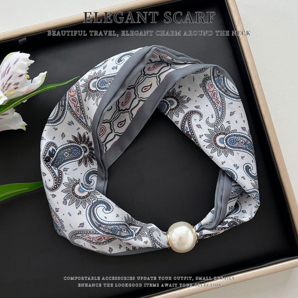 وشاح حريري أنيق بمشبك مغناطيسي - مراجعة Scarf Silk Neck وسعره