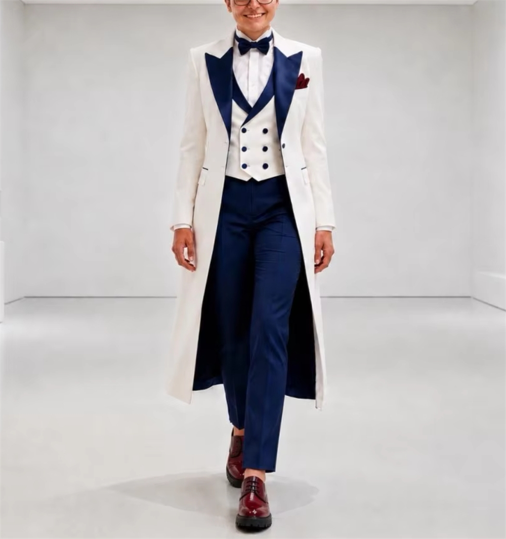 سترة نسائية زرقاء داكنة وبيضاء - مراجعة Woman Formal Wear وسعره